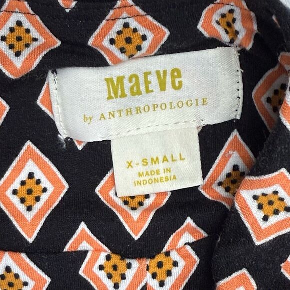 Maeve Anthropologie Madiana Knit Maxi Skirt Women Size XS Black Orange Diamond - Picture 6 of 11